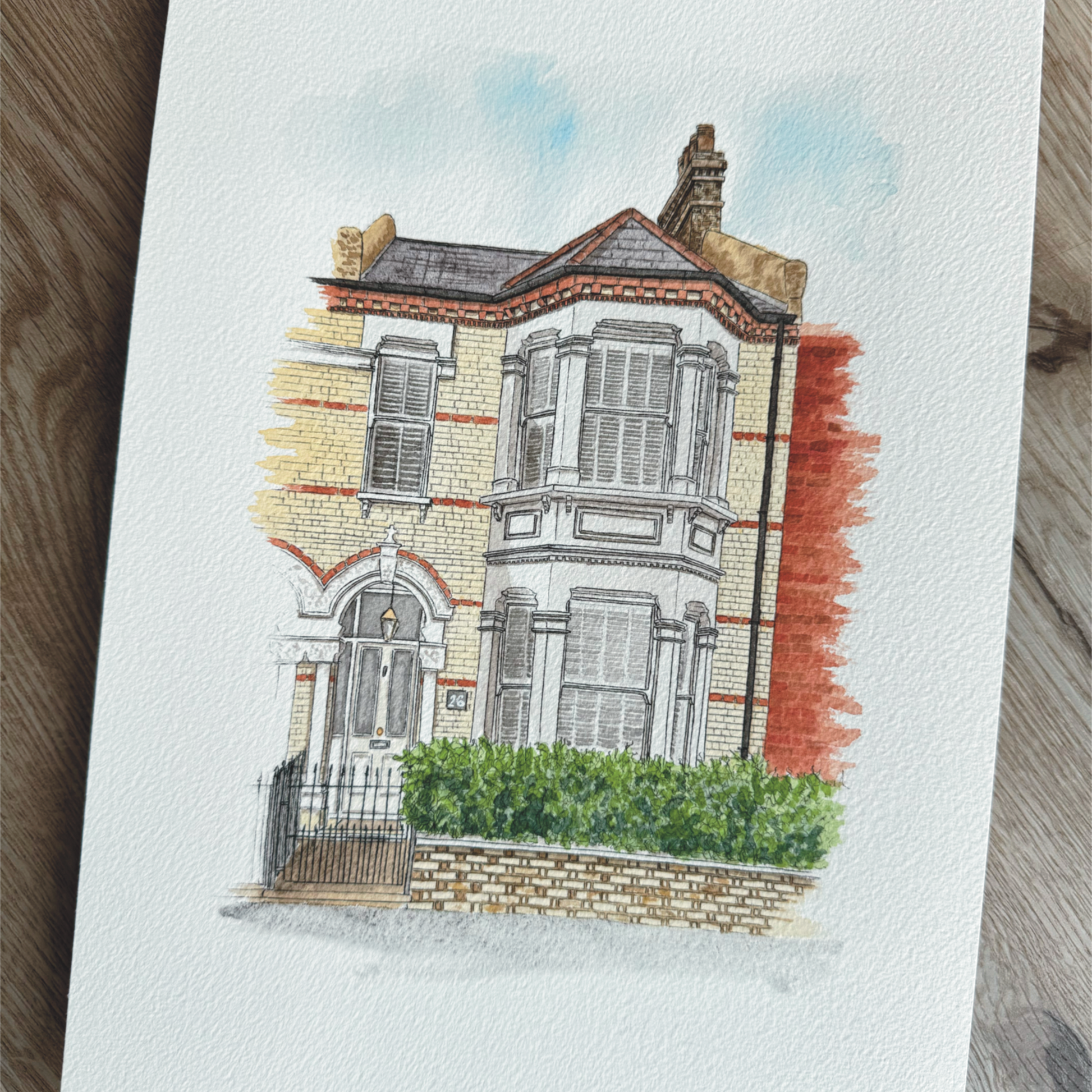 bespoke home portrait - hand painted house illustration in ink and watercolour