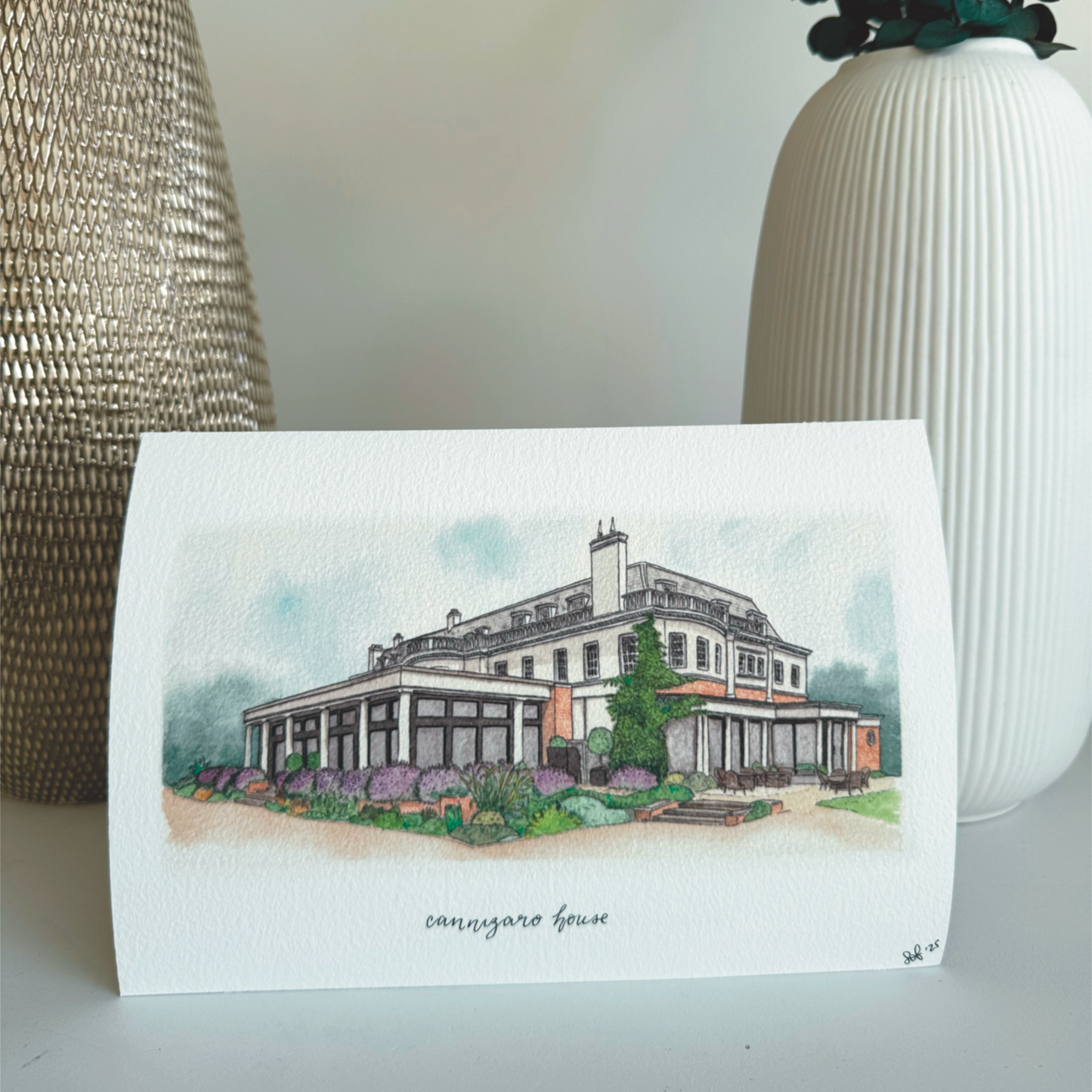 Cannizaro House fine art print hand painted Wimbledon hotel illustration