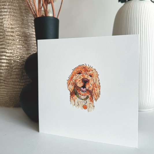 hand drawn cockapoo greeting card - dog illustration card