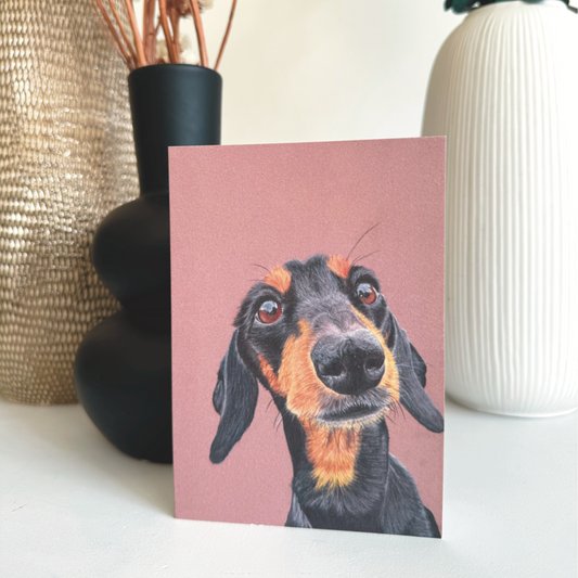 hand drawn dachshund portrait greeting card