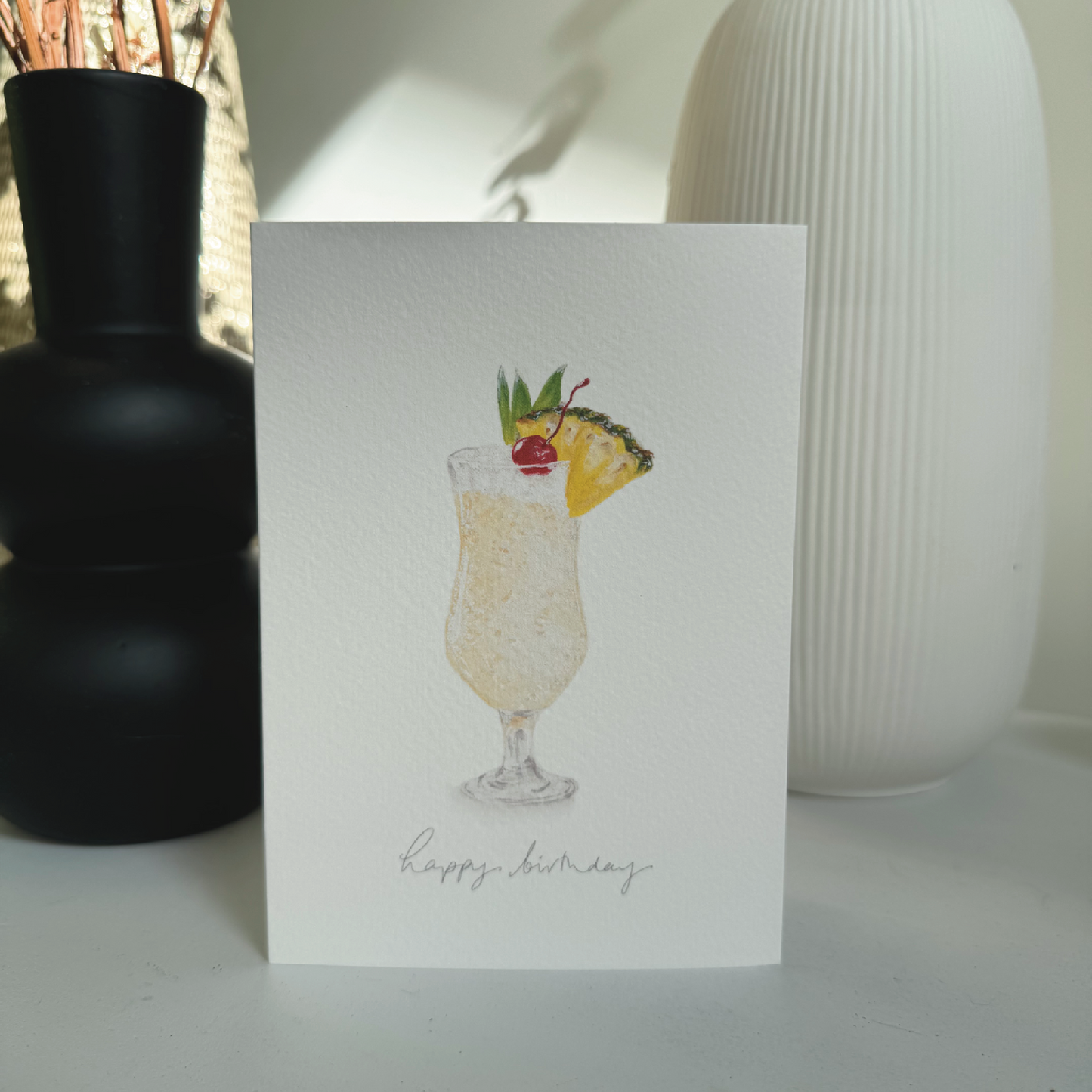 Pina Colada Happy Birthday A6 greeting card