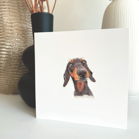 hand drawn sausage dog getting card dachshund card