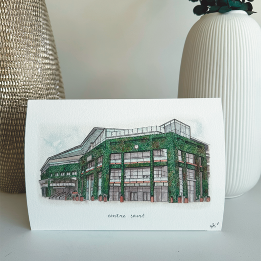 Wimbledon tennis centre court hand painted illustration