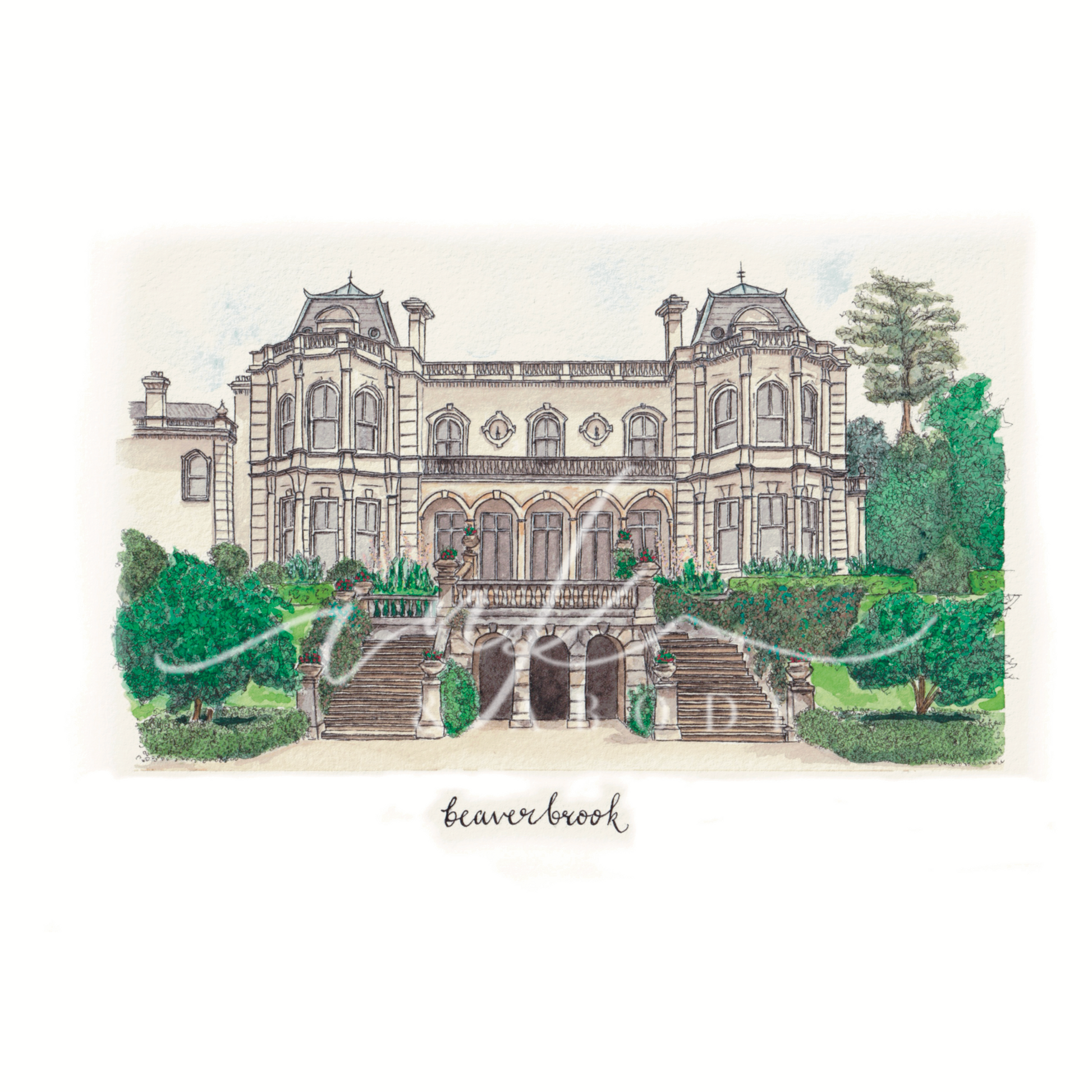 Beaverbrook fine art print - hand painted illustration of Surrey estate