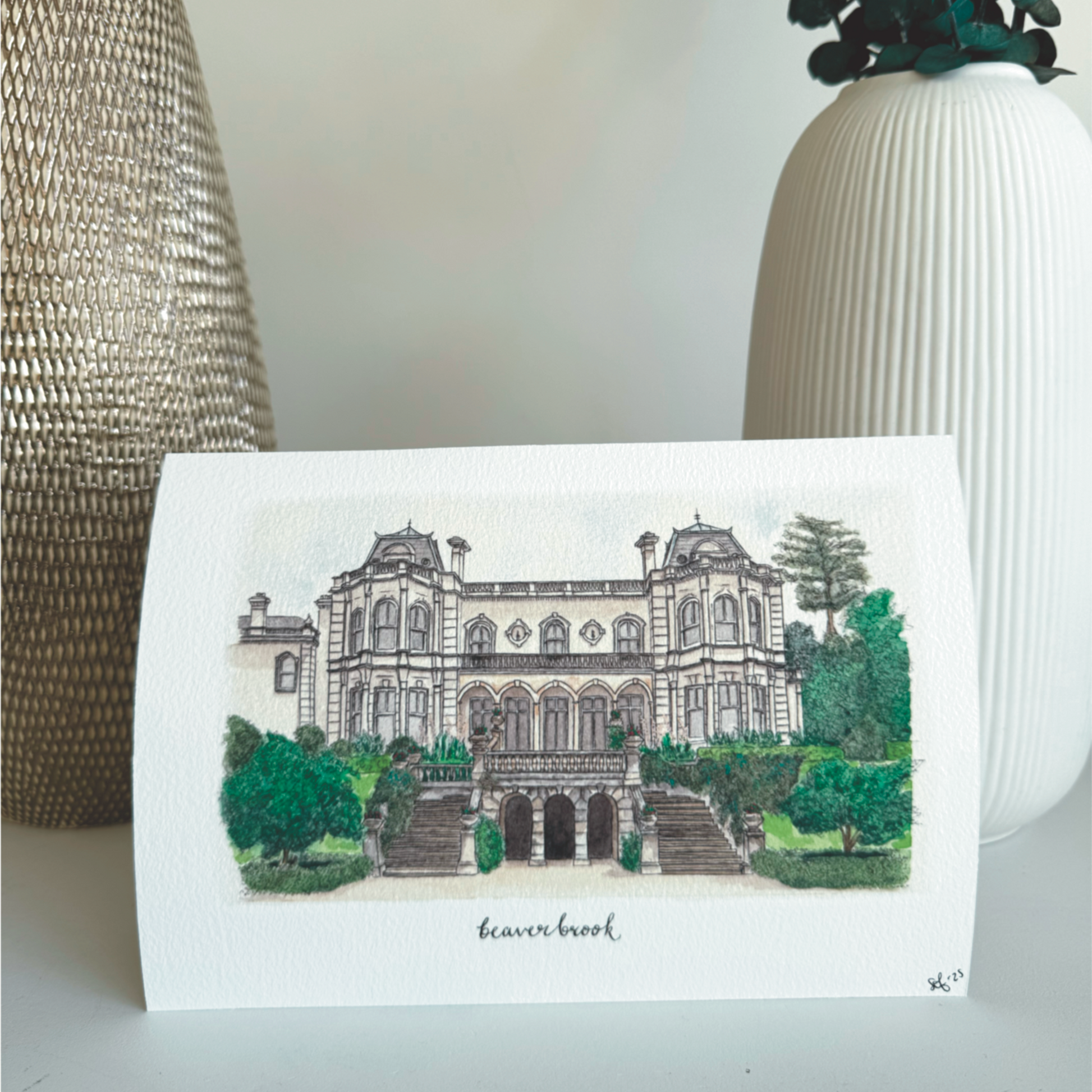 Beaverbrook fine art print - hand painted illustration of Surrey estate