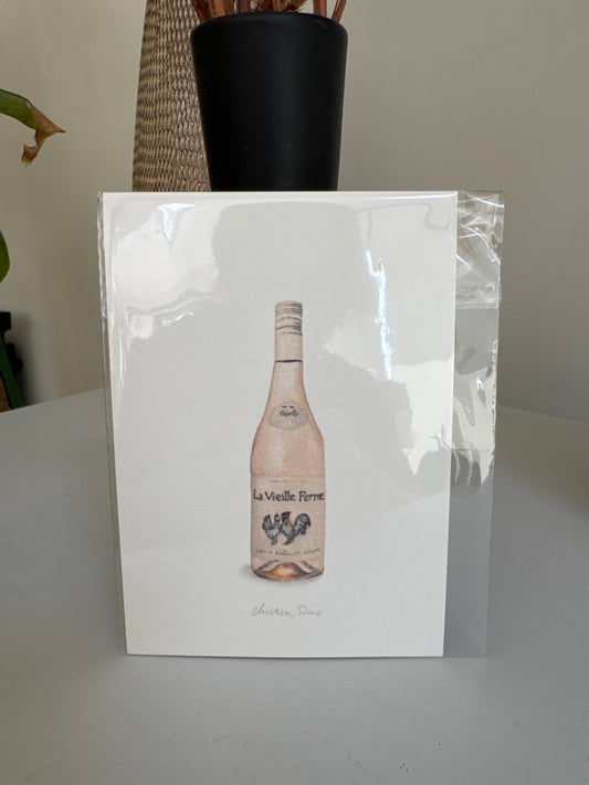 Chicken Wine Watercolour Illustration A6 art print