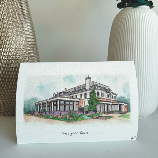 Cannizaro House fine art print hand painted Wimbledon hotel illustration