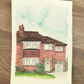 bespoke home portrait - hand painted house illustration in ink and watercolour