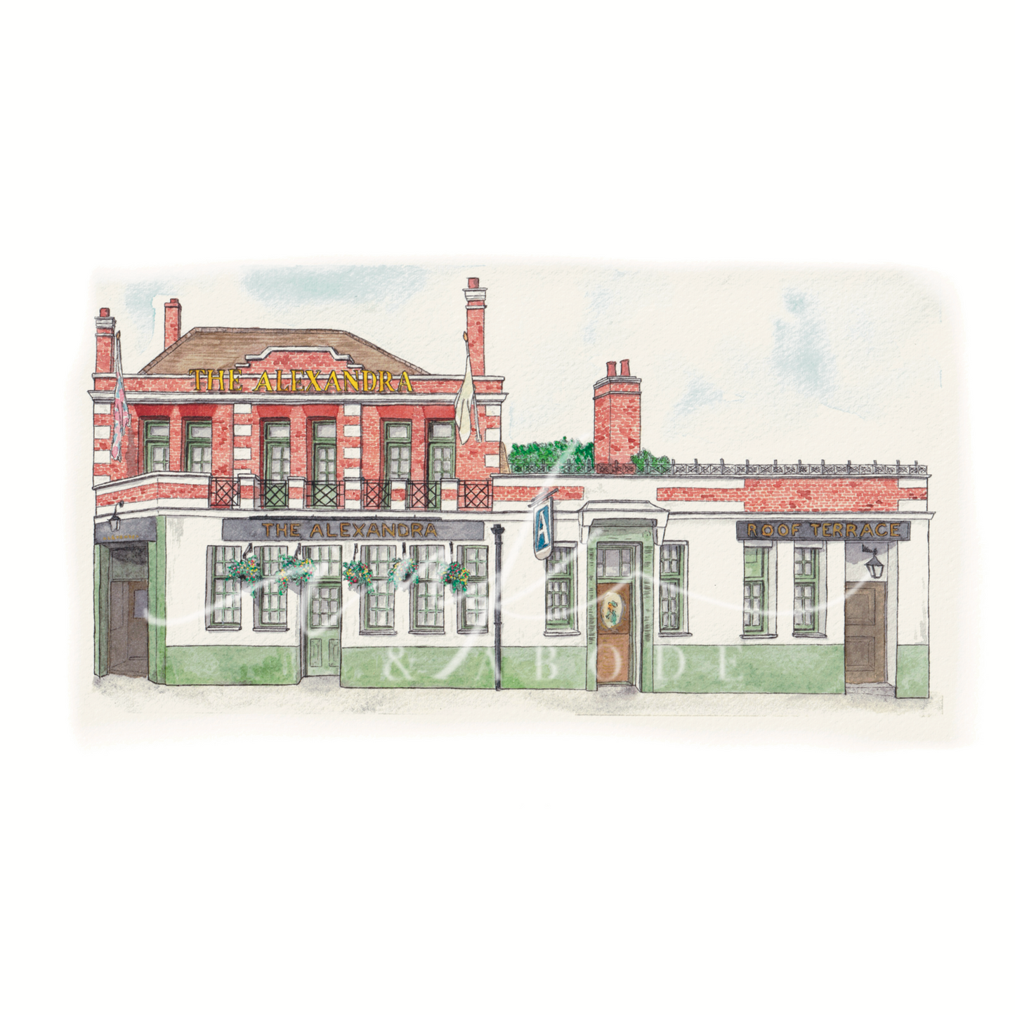 hand painted Alexandra pub Wimbledon high street art print